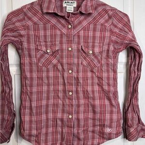Ariat Kids Pink Plaid Button Down Shirt